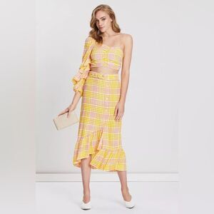 S/W/F PLAZA SKIRT IN CAROUSEL YELLOW LARGE